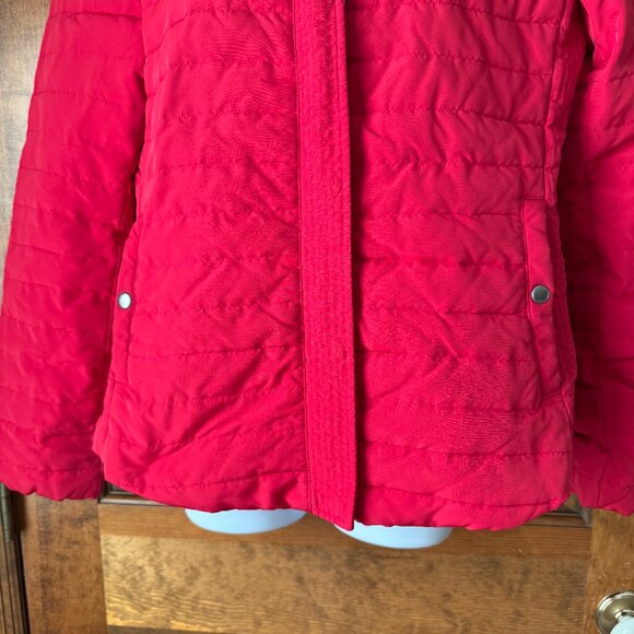 LOFT Red Puffer Jacket w/Zipper & Snap Close Medium - Picture 3 of 16